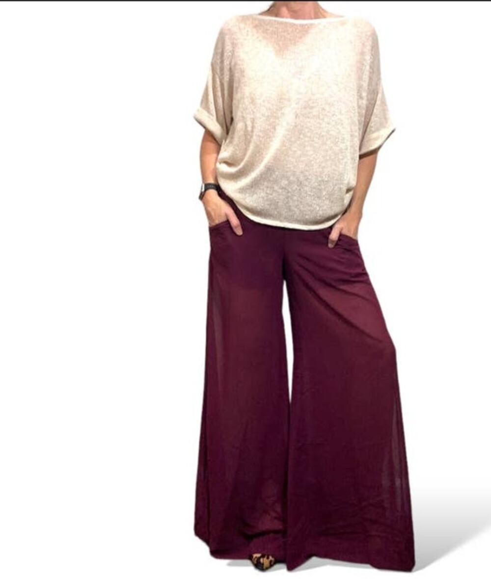 Uniq Sheer Wide Leg Dress Pants Built In Shorts Size M